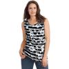 Woman Within Plus Size Perfect Printed Scoopneck Tank(Black Batik Hibiscus)