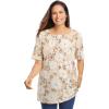 Woman Within Plus Size Printed Perfect Square-Neck Tee(New Khaki Bloom)