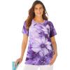 Woman Within Plus Size Short Sleeve Watercolor Tunic(Purple Orchid Watercolor)
