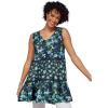 Woman Within Plus Size Tiered Tank(Navy Rose Floral)