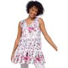 Woman Within Plus Size Tiered Tank(White Rose Floral)