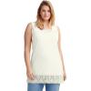 ellos Plus Size Cotton Spandex Lace Trimmed Scoop Neck Sleeveless Tunic(Ivory)