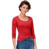 ellos Plus Size Cotton Spandex Scoop Neck 3/4 Sleeve Tee(Chili Red)