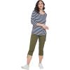 ellos Plus Size Cotton Spandex Scoop Neck 3/4 Sleeve Tee(Navy/White Stripe)