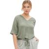 ellos Plus Size Crinkle Tie-Front Blouse(Desert Green)