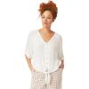 ellos Plus Size Crinkle Tie-Front Blouse(White)