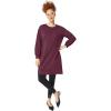 ellos Plus Size French Terry Blouson Sleeve Sweatshirt Tunic Dress(Midnight Berry)
