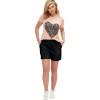 ellos Plus Size French Terry Drawstring Shorts(Black)