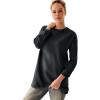 ellos Plus Size French Terry Lace Trim Sweatshirt Tunic(Black)