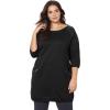 ellos Plus Size French Terry Zip Pocket Tunic(Black)