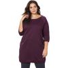 ellos Plus Size French Terry Zip Pocket Tunic(Wild Plum)