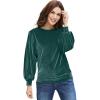 ellos Plus Size Full Sleeve Velour Top(Deep Emerald)