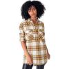 ellos Plus Size Plaid Button-Front Flannel Tunic(Dark Camel Plaid)