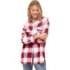 ellos Plus Size Plaid Button-Front Flannel Tunic(Maroon Red White Plaid)