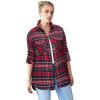 ellos Plus Size Plaid Button-Front Flannel Tunic(Red Tartan Plaid)