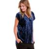 ellos Plus Size Stretch Crushed Velour V-Neck Short Sleeve Tee(Evening Blue)