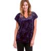 ellos Plus Size Stretch Crushed Velour V-Neck Short Sleeve Tee(Midnight Violet)