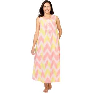 Dreams & Co. Plus Size Bib Lounger(Pink Chevron)