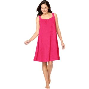 Dreams & Co. Plus Size Sleeveless Terry Lounger(Pink Burst)