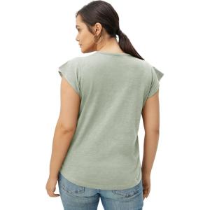 Ellos Plus Size Cap Sleeve Henley Tee(Desert Sage)