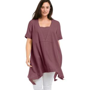 Ellos Plus Size Linen-Blend Hanky Hem Tunic(Vintage Plum)