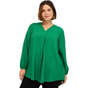 Ellos Plus Size Long Sleeve Inverted Pleat Tunic(Royal Green)