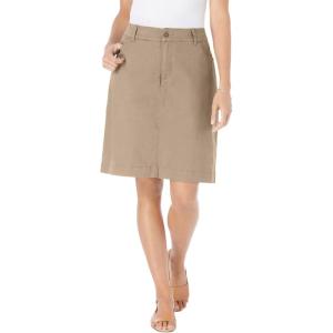 Woman Within Plus Size Adjustable Waist Chino Skort(Natural Khaki)