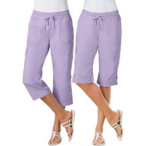 Woman Within Plus Size Convertible Length Cargo Bermuda/Short(Pale Lilac)