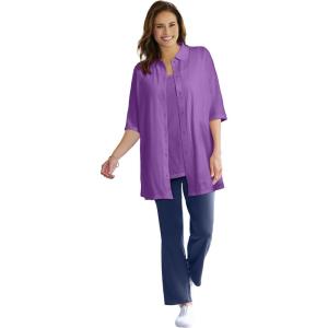 Woman Within Plus Size Knit Shirt with Free Tank(Pretty Violet)