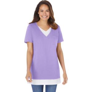 Woman Within Plus Size Layered-Look Tunic(Soft Iris)