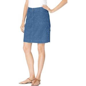 Woman Within Plus Size Perfect Denim Skort(Medium Stonewash)