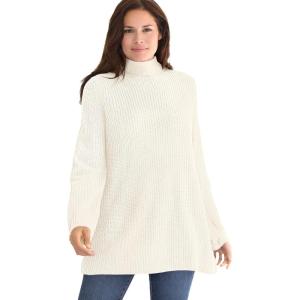 Woman Within Plus Size Pullover Shaker Swing Sweater(Ivory)