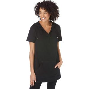 Woman Within Plus Size Short-Sleeve Hoodie(Black)