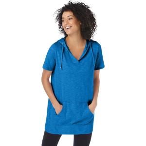 Woman Within Plus Size Short-Sleeve Hoodie(Bright Cobalt)