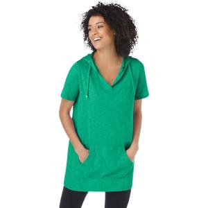 Woman Within Plus Size Short-Sleeve Hoodie(Tropical Emerald)