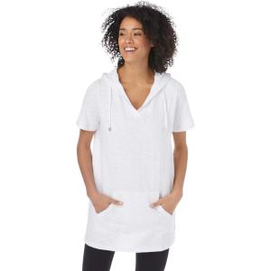 Woman Within Plus Size Short-Sleeve Hoodie(White)