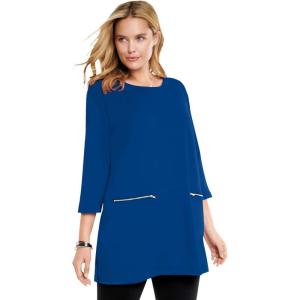 Woman Within Plus Size Zipper Pocket Tunic(Ultra Blue)