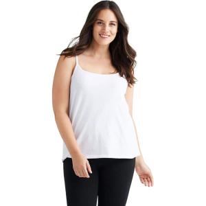 ellos Plus Size Cotton Spandex Scoop Neck Sleeveless Cami(White)