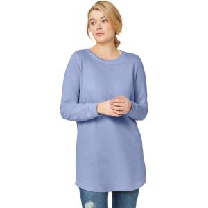 ellos Plus Size French Terry Sweatshirt Tunic With Shirttail Hem(Periwinkle Mist)
