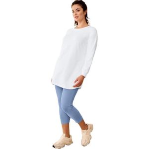 ellos Plus Size French Terry Sweatshirt Tunic With Shirttail Hem(White)