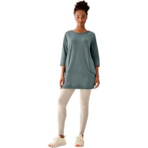 ellos Plus Size French Terry Zip Pocket Tunic(Dusty Pine)