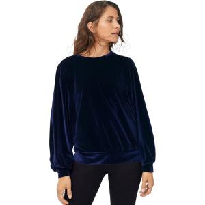 ellos Plus Size Full Sleeve Velour Top(Vintage Navy)