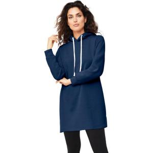 ellos Plus Size Hooded Sweatshirt Tunic(Rich Navy)