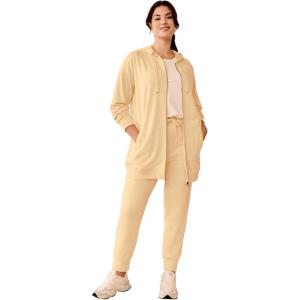 ellos Plus Size Studio French Terry Drawstring Elastic Waistband Jogger(Dusty Maize)