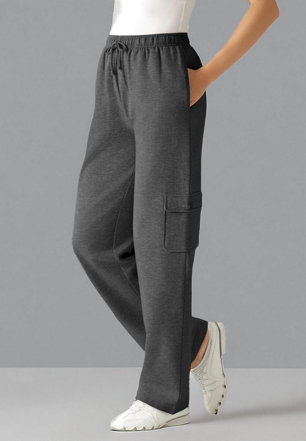 imageWoman Within Plus Size Better Fleece Cargo Sweatpant Petite amp Tall AvailableHeather Charcoal