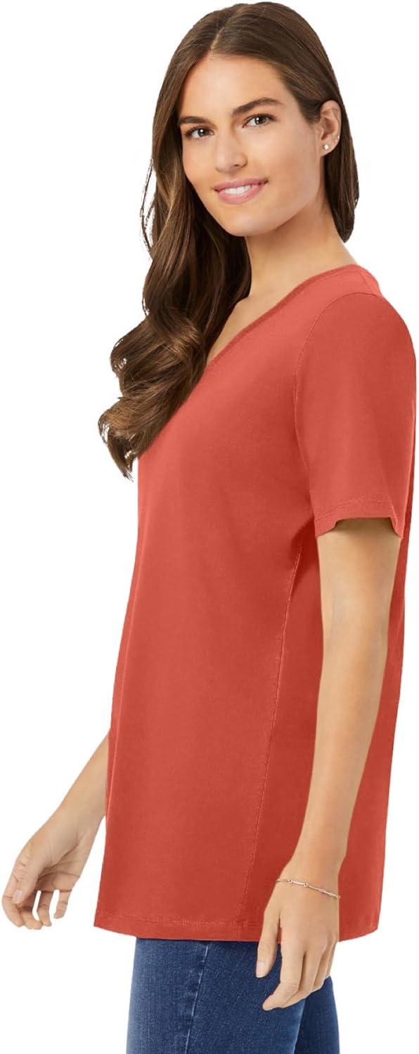imageWoman Within Plus Size Perfect ShortSleeve VNeck TunicBurnt Red