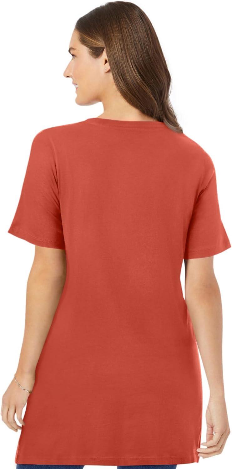 imageWoman Within Plus Size Perfect ShortSleeve VNeck TunicBurnt Red