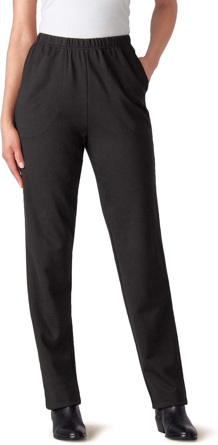 imageWoman Within Plus Size Tall StraightLeg Stretch PonteKnit PullOn PantsHeather Charcoal