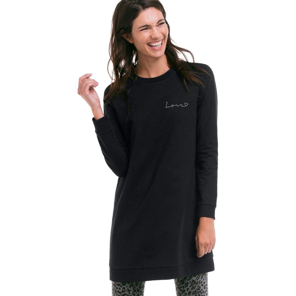 imageEllos Plus Size French Terry Love Tunic SweatshirtBlack