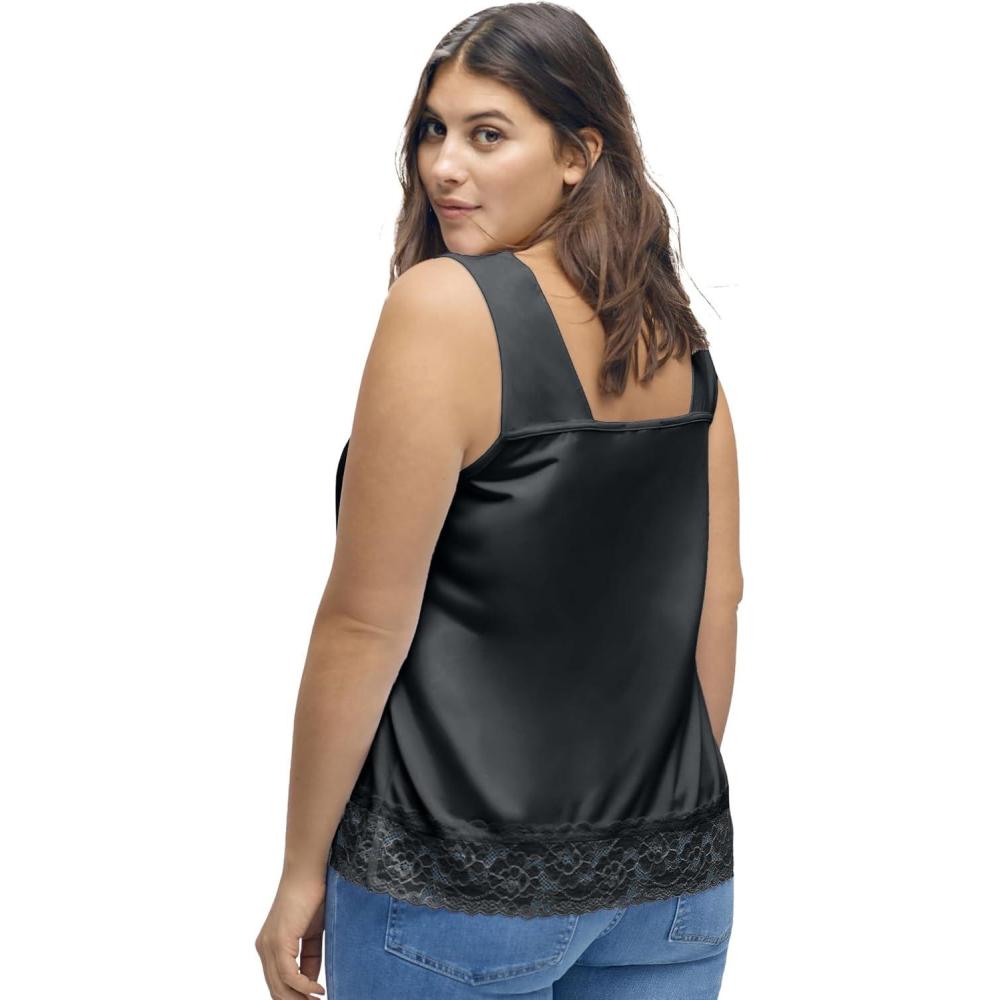 imageEllos Plus Size LaceTrim TankBlack